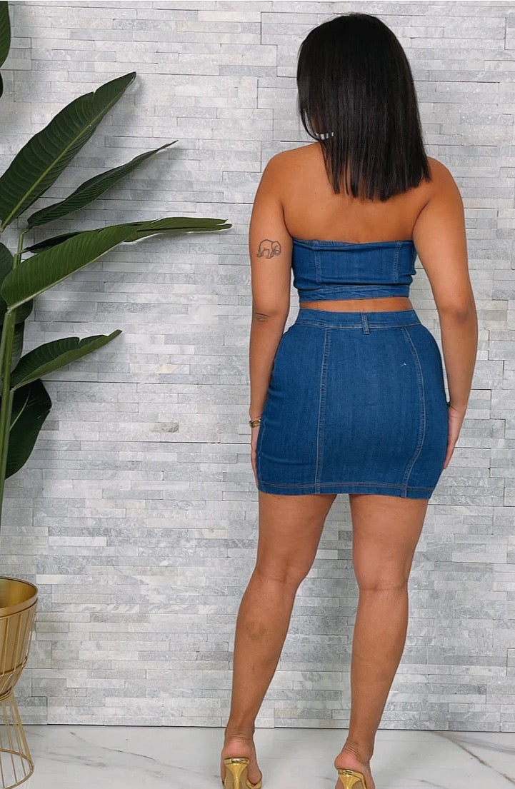 Lookaway Denim Skirt Set